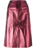 L'autre Chose Pencil Skirt, Women's, Size: 40, Pink/purple, Leather