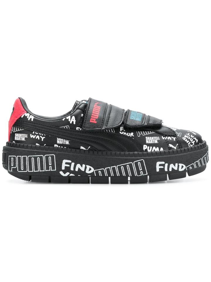 Puma Leather Low Top Trainers - Black