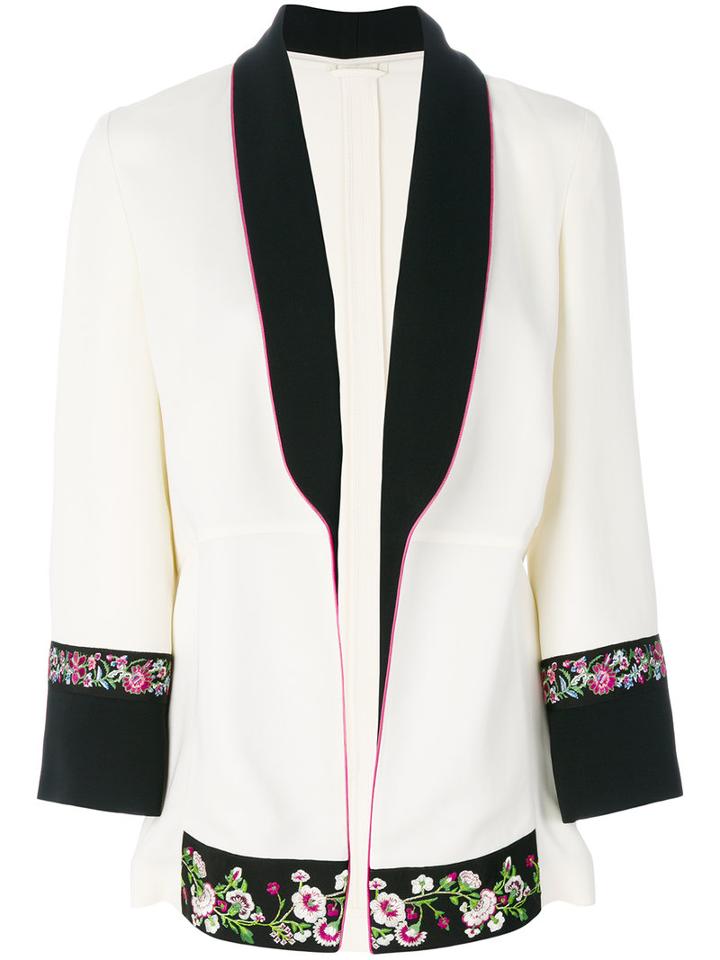 Etro - Floral Embroidery Trim Jacket - Women - Spandex/elastane/acetate/viscose - 40, White, Spandex/elastane/acetate/viscose