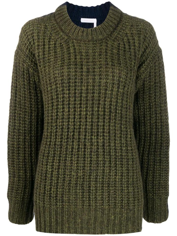 See By Chloé Chunk Knit Jumper - Green