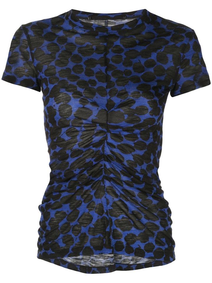 Proenza Schouler Painted Dot Cinched Short Sleeve T-shirt - Blue