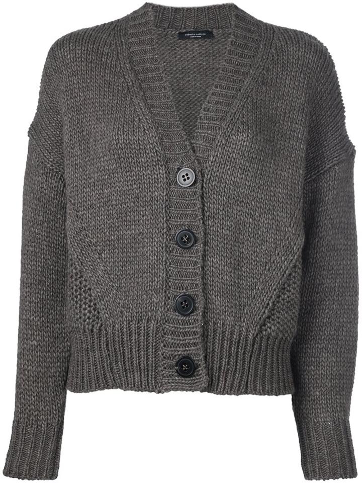 Roberto Collina Cropped Cardigan, Women's, Size: Small, Brown, Acrylic/alpaca/merino