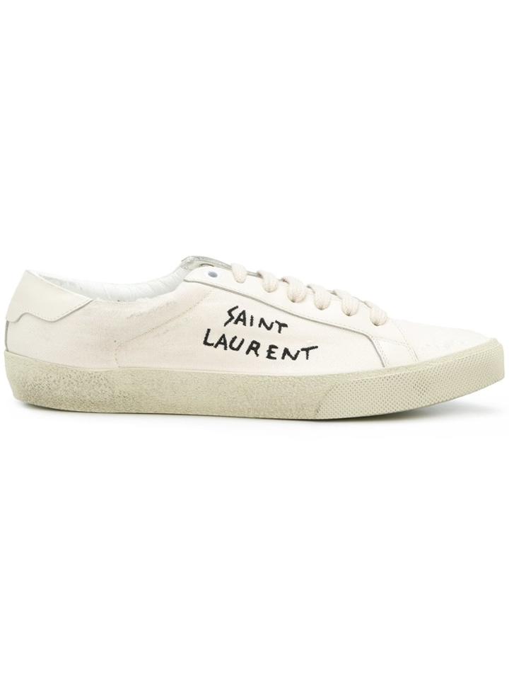 Saint Laurent Sl/06 Embroidered Sneakers - Neutrals