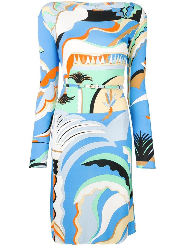 Emilio Pucci Marilyn La Villa Print Belted Dress - Blue