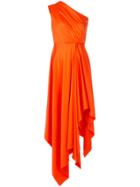 Solace London Draped One Shoulder Dress - Yellow & Orange