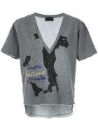 Andrea Bogosian Embroidered V-neck T-shirt - Grey
