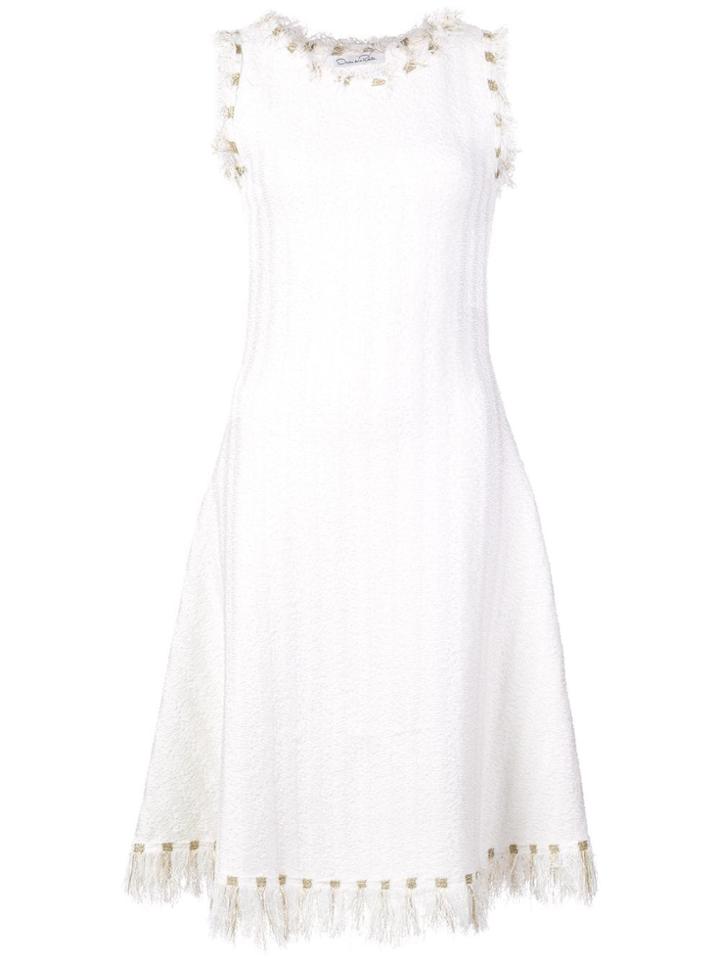 Oscar De La Renta Fringed Midi Dress - White