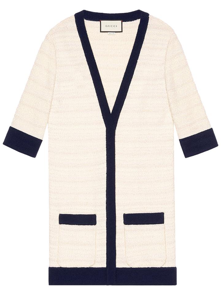 Gucci Tweed V-neck Cardigan - White