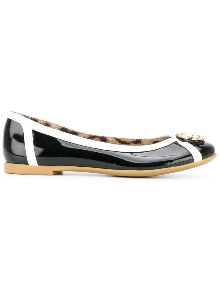 Roberto Cavalli Kids Logo Ballerinas - Black