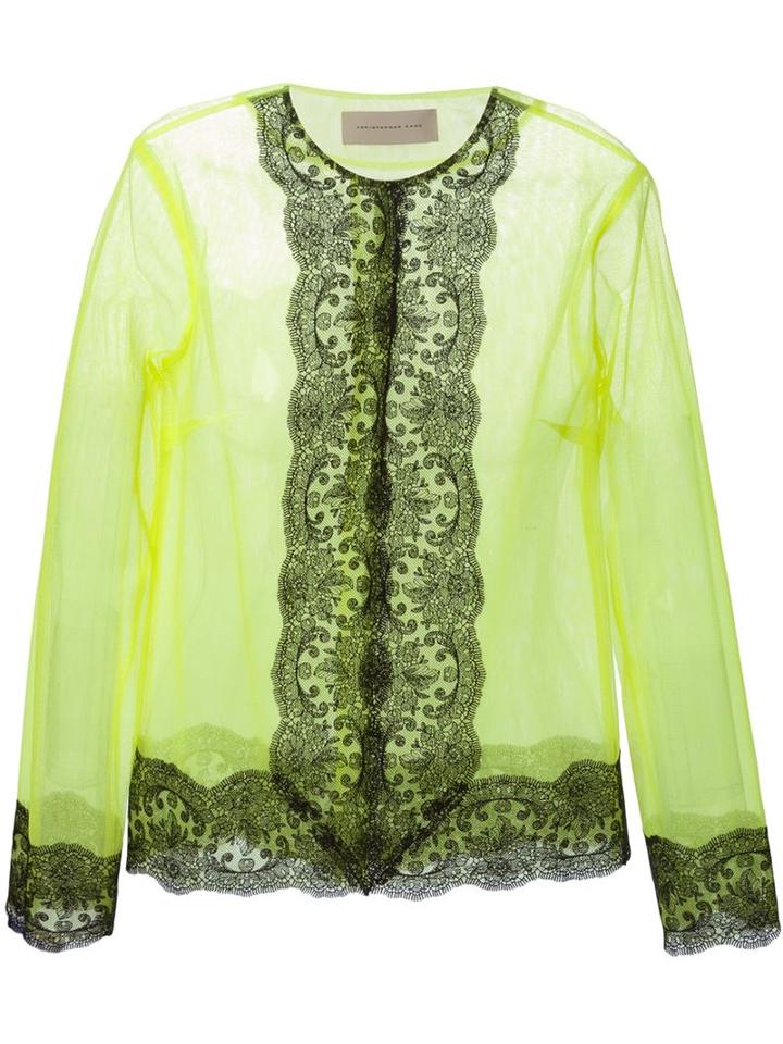 Christopher Kane Lace Trim Sheer Blouse