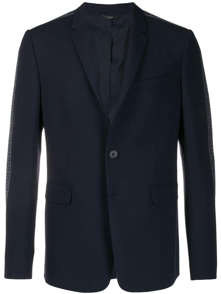 Fendi Logo Trim Slim Blazer - Blue