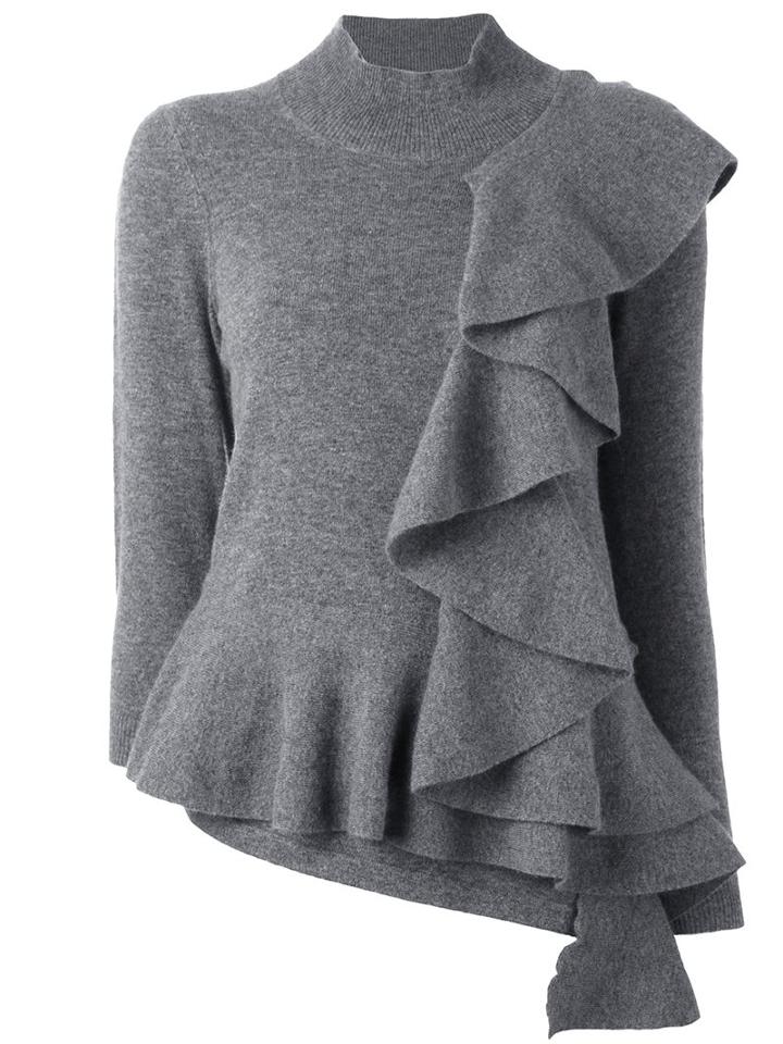 Antonio Marras Ruffle Detail Jumper, Women's, Size: Large, Grey, Angora/wool