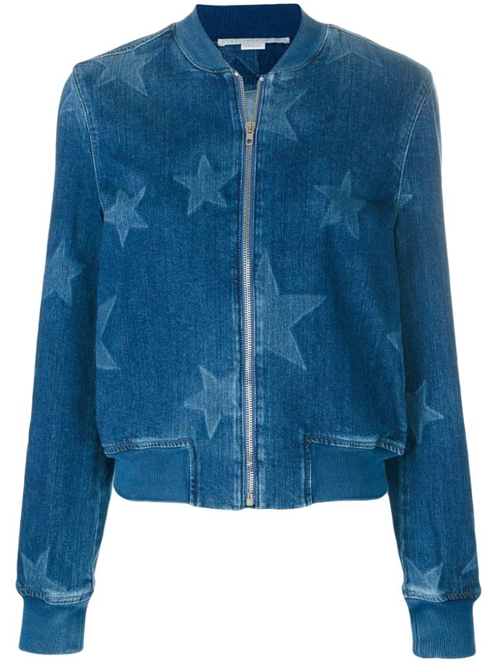 Stella Mccartney Stars Denim Bomber Jacket - Blue