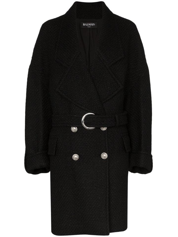 Balmain Double-breasted Cocoon Coat - Black