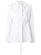Stella Mccartney Ruffle Trim Pinstripe Shirt - White