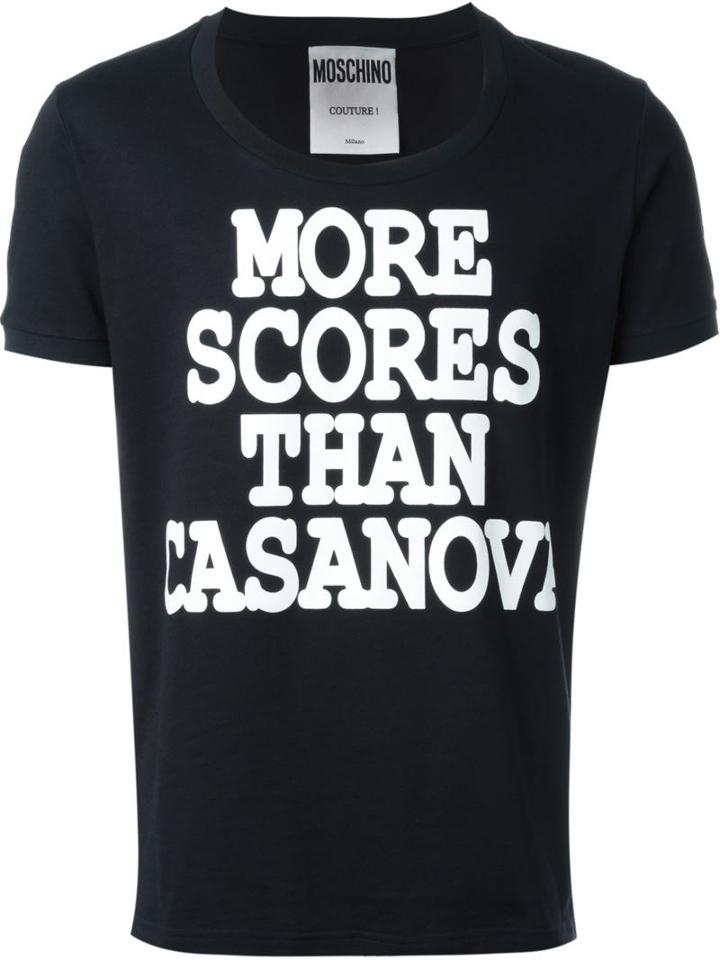 Moschino More Scores Than Casanova T-shirt, Men's, Size: 50, Black, Cotton