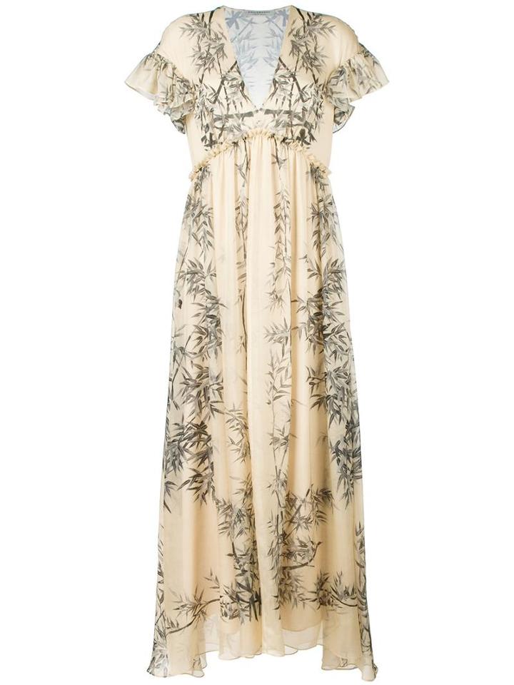 Philosophy Di Lorenzo Serafini Flared V-neck Dress, Women's, Size: 42, Yellow/orange, Silk/polyester