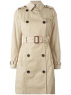 Michael Michael Kors Double Breasted Belted Trench Coat, Women's, Size: Small, Nude/neutrals, Cotton/polyester/spandex/elastane