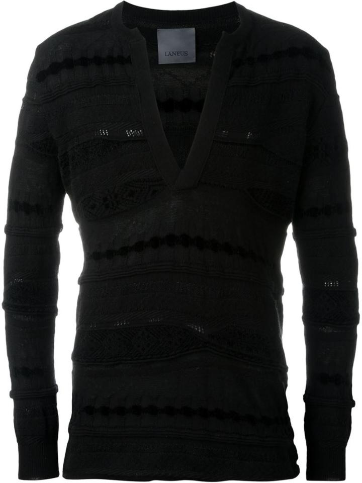 Laneus V-neck Jumper, Men's, Size: 46, Black, Cotton
