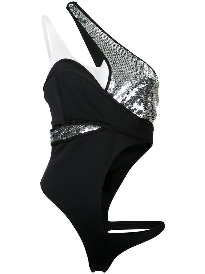 Mugler - Sequence Detail Bodysuit - Women - Polyamide/polyester - 38, Black, Polyamide/polyester