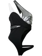 Mugler - Sequence Detail Bodysuit - Women - Polyamide/polyester - 38, Black, Polyamide/polyester
