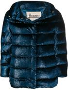 Herno Velvet Effect Puffer Jacket - Blue