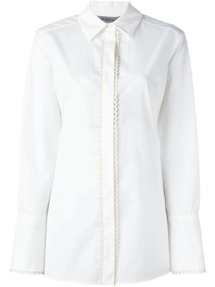Sportmax Scallop Trim Shirt, Women's, Size: 44, White, Cotton