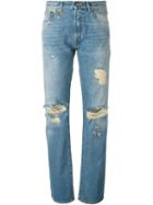 R13 Distressed Boyfriend Jeans, Women's, Size: 24, Blue, Cotton/spandex/elastane