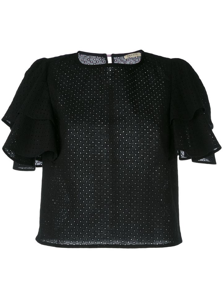 Daniele Carlotta Ruffle Sleeve Blouse, Women's, Size: 40, Black, Cotton