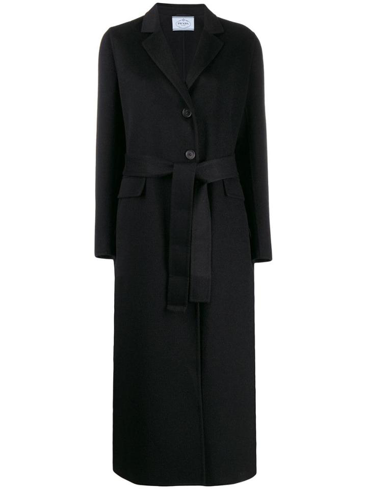 Prada Button Front Coat - Black