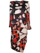 Alexander Mcqueen Printed Midi Dress - Red