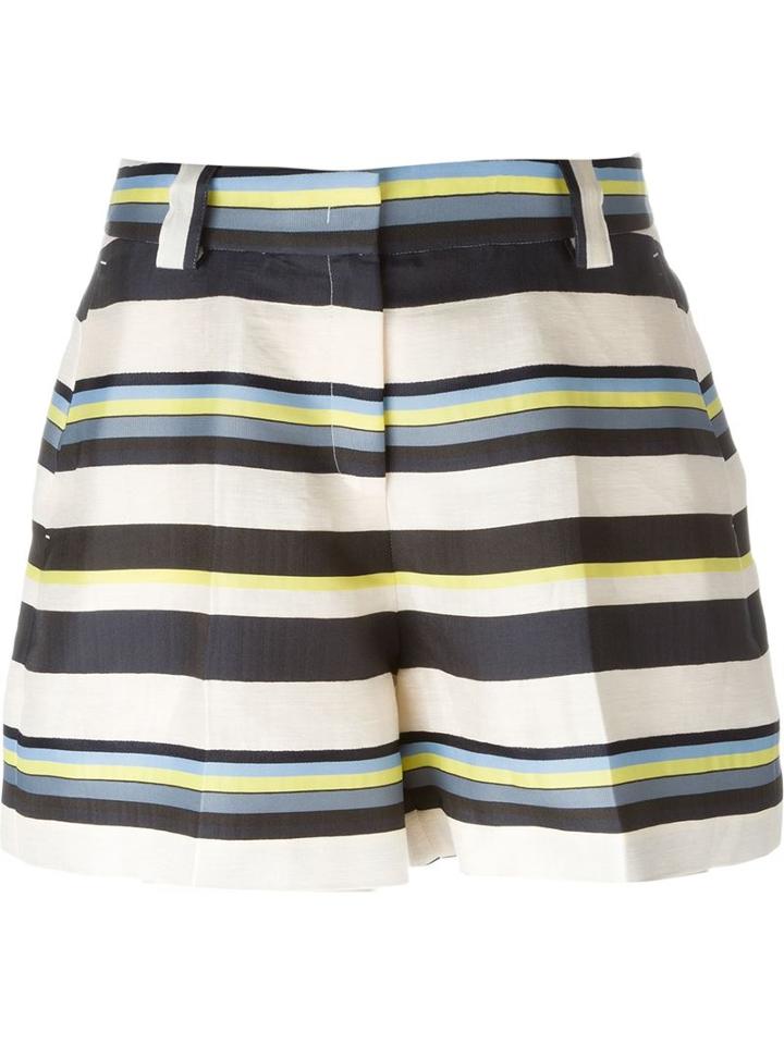 Jil Sander Navy Striped Shorts, Women's, Size: 36, Blue, Linen/flax/polyester/silk/cupro