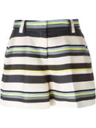 Jil Sander Navy Striped Shorts, Women's, Size: 36, Blue, Linen/flax/polyester/silk/cupro