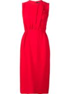 Derek Lam Gathered Front Shift Dress, Women's, Size: 44, Red, Silk