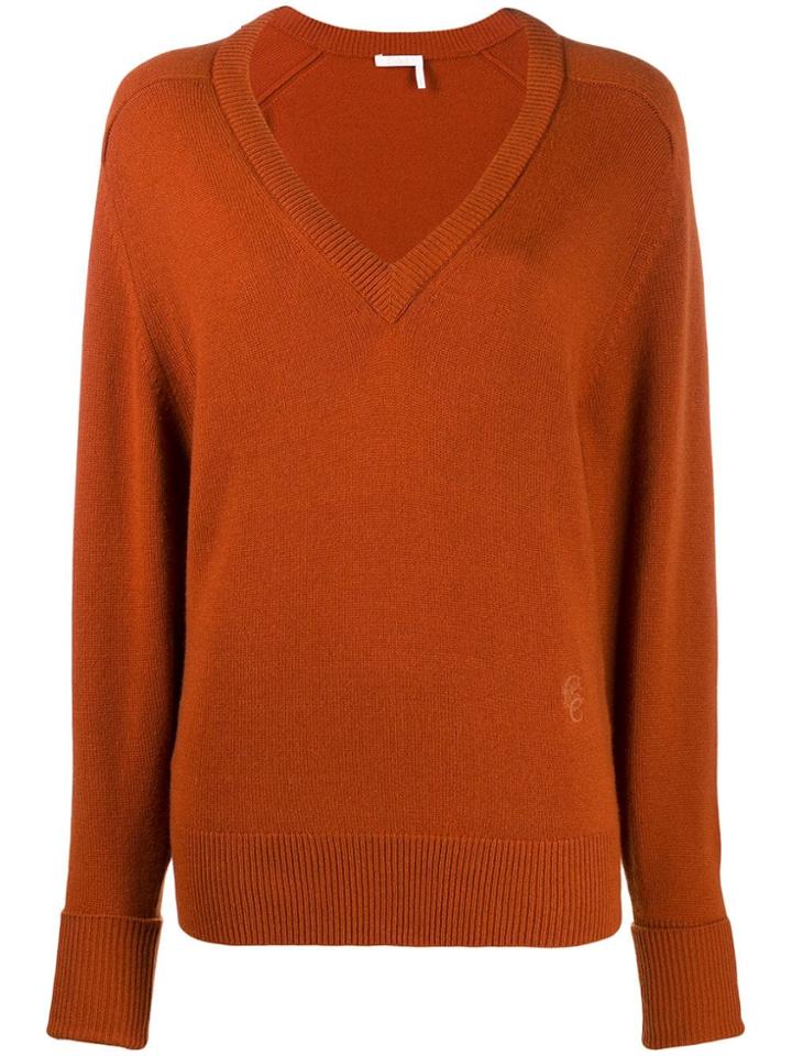 Chloé V-neck Sweater - Brown