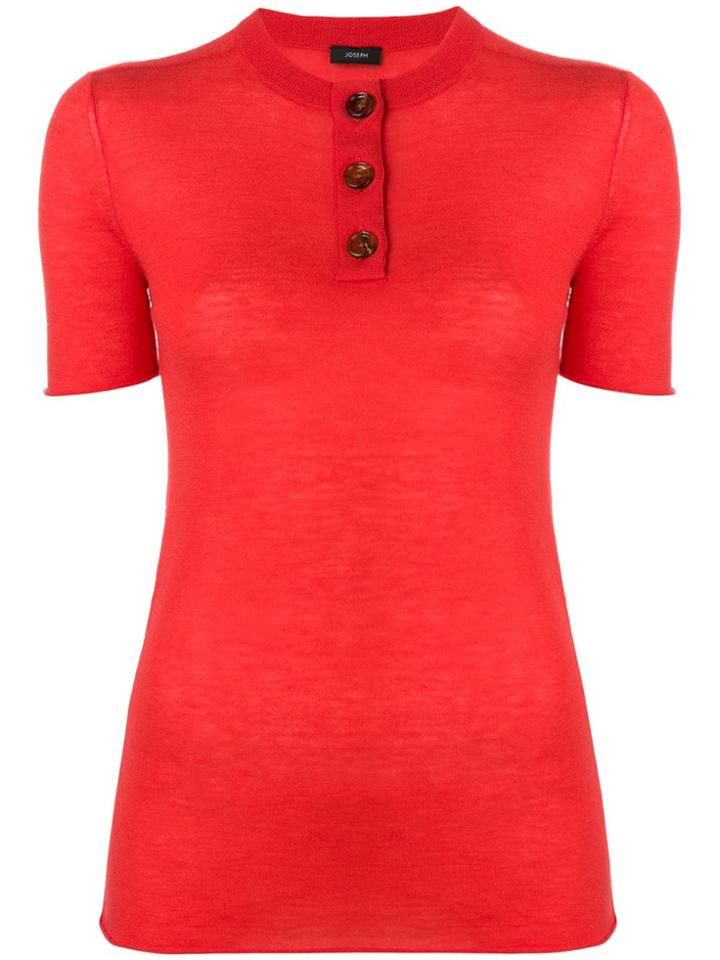 Joseph Short Sleeved Knitted Top - Red