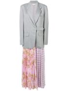 Natasha Zinko Printed Pleated Skirt Blazer - Grey