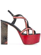 Jean-michel Cazabat Platform Dotted Heel Sandals - Red