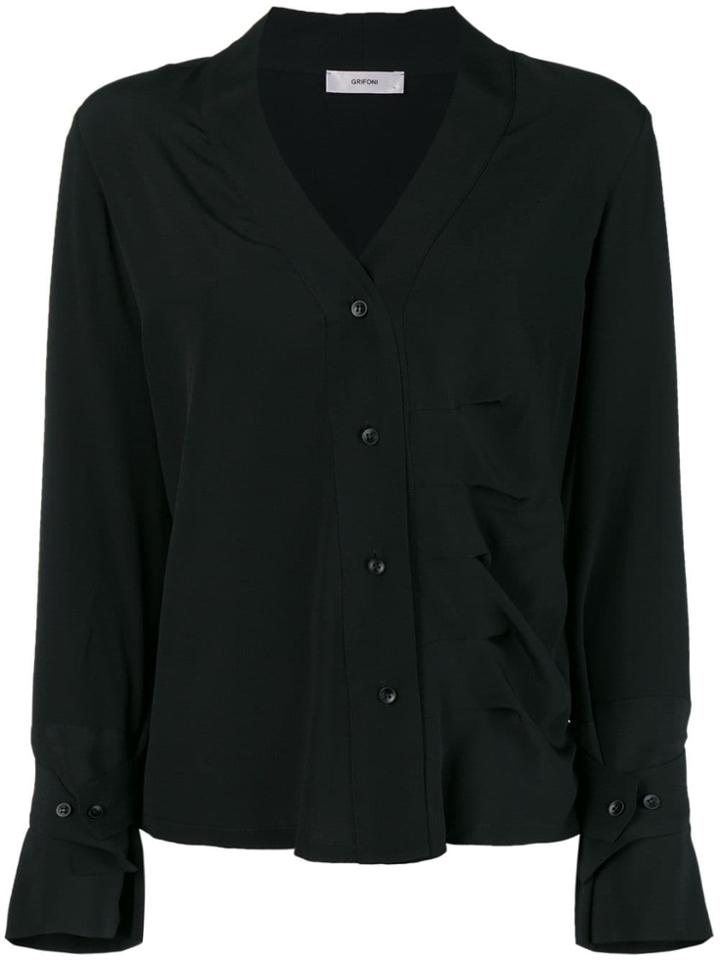 Mauro Grifoni Off-centre Button Blouse - Black