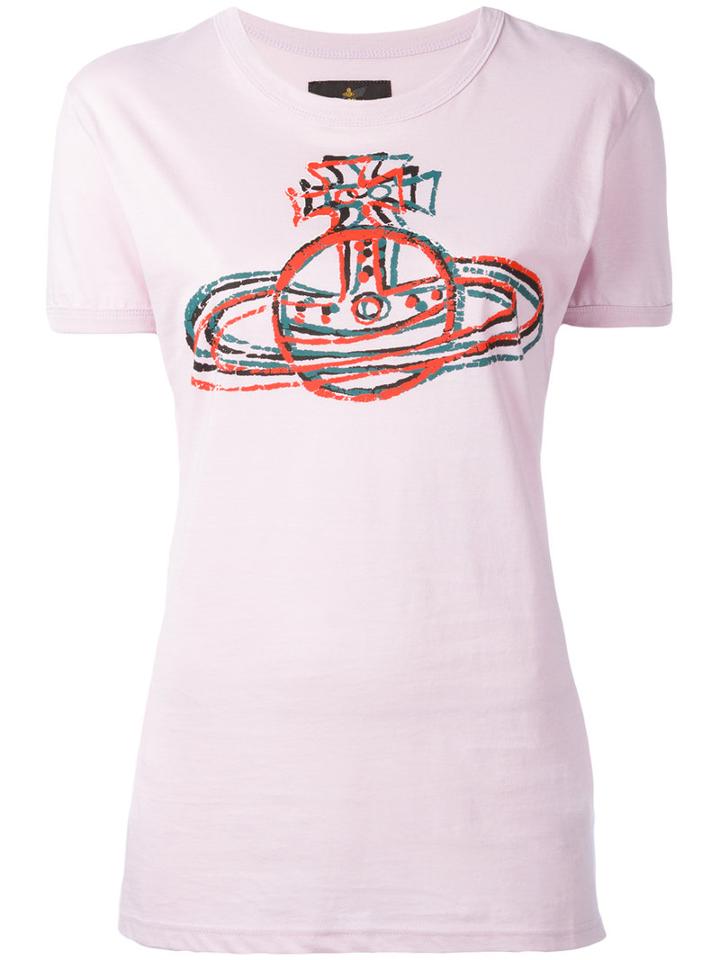 Vivienne Westwood Anglomania Logo Print T-shirt, Women's, Size: Medium, Pink/purple, Cotton