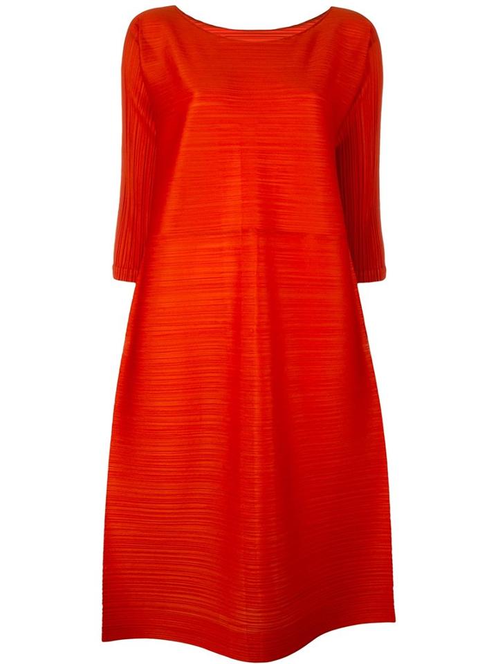 Pleats Please By Issey Miyake Pleated Tunic, Women's, Size: V, Yellow/orange, Polyester