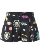 Boutique Moschino Multi-print Shorts, Women's, Size: 38, Black, Cotton/other Fibers