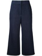 Goen.j Cropped Wide Leg Trousers, Women's, Size: Large, Blue, Cotton/linen/flax/polyamide/polyester