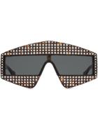 Gucci Eyewear Embellished Rectangular-frame Sunglasses - Brown