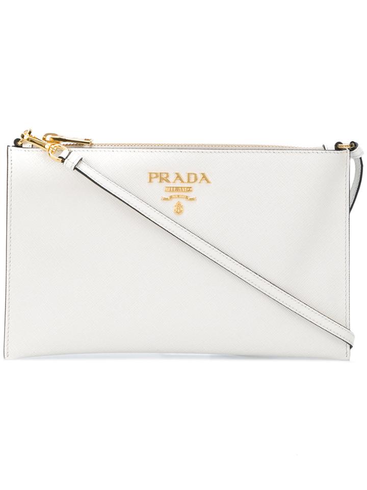 Prada Logo Clutch - White