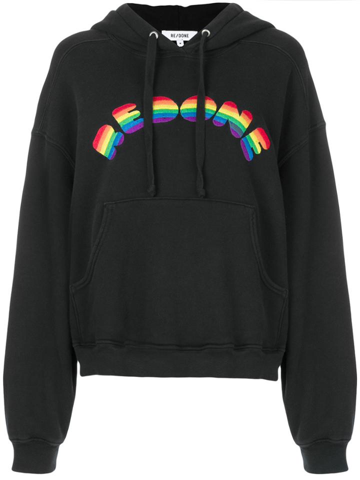 Re/done Rainbow Logo Hoodie - Black