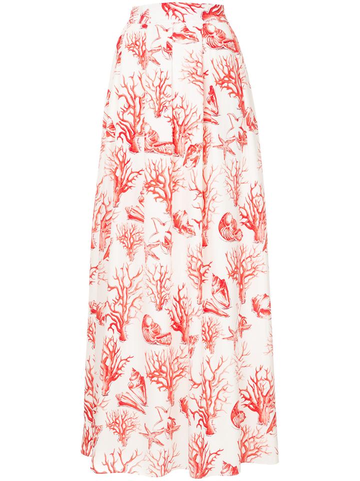 Ingie Paris Coral Print Full Skirt - White