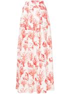 Ingie Paris Coral Print Full Skirt - White