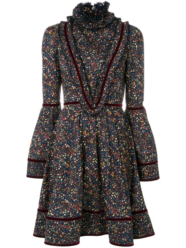 Dsquared2 Floral High Neck Dress - Blue