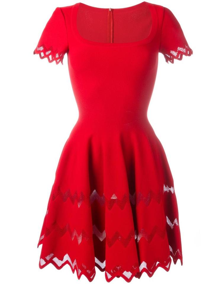 Alaïa Zigzag Detail Dress, Women's, Size: 40, Red, Viscose/polyester